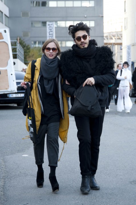 Bright Yellow Jacket and Guy in Fur, Sonia Rykiel and John Galli